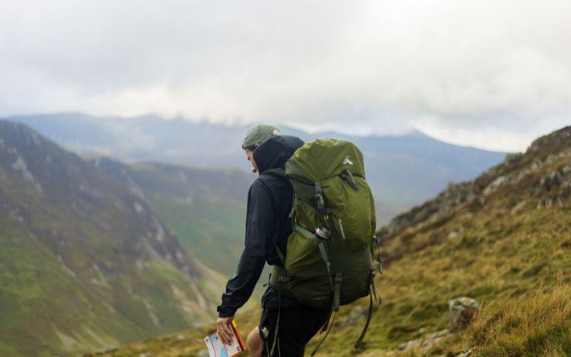 someone hiking in the mountains