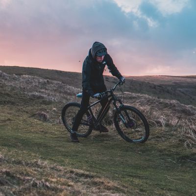 someone mountain biking