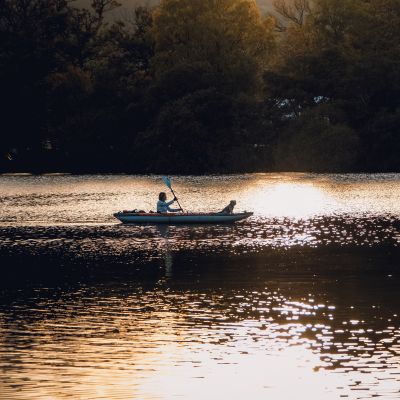 someone kayaking