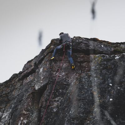 a man rockclimbing